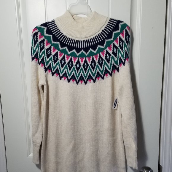 Old Navy Sweaters Old Navy Cream Chunky Knit Fair Isle Tunic S Nwt Poshmark
